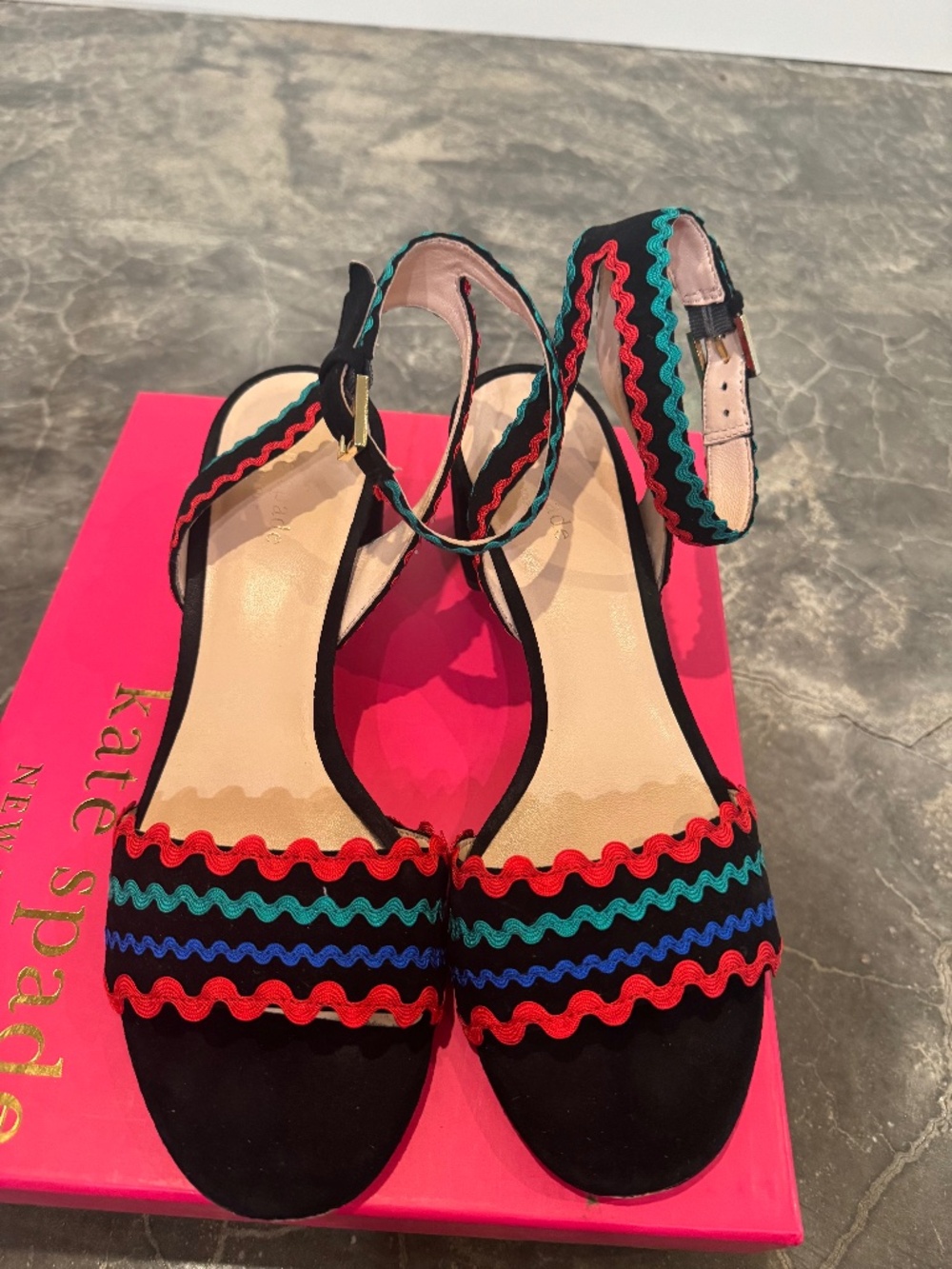 Kate Spade Piedra Black Suede Block Heel size 9